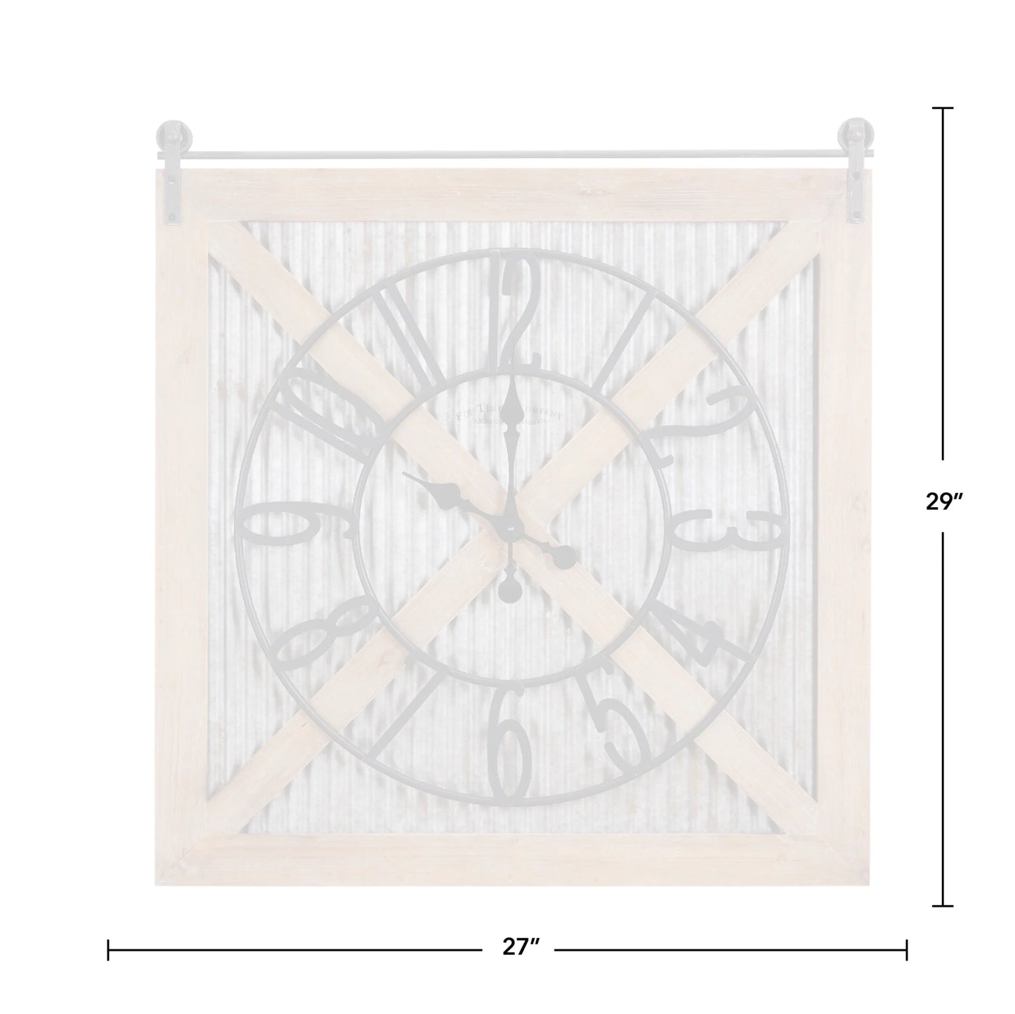 & Co. Brown and Silver Fieldhaven Barn Door Wall Clock, Farmhouse, Analog, 27 X 2 X 29 In