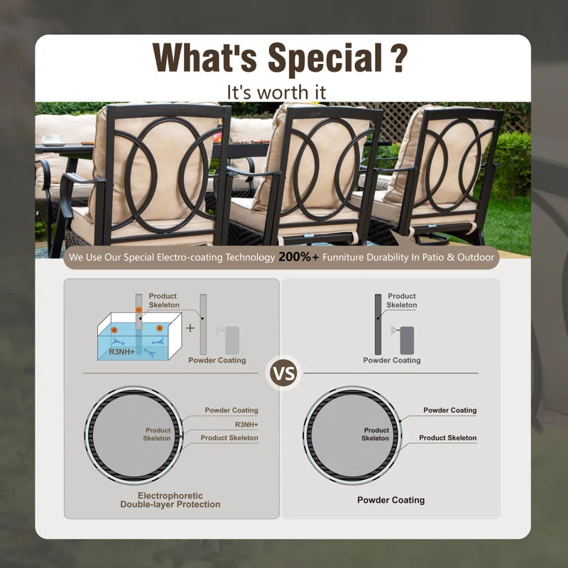 Sutiya 8 - Person Rectangular Extendable Outdoor Dining Set with Cushions