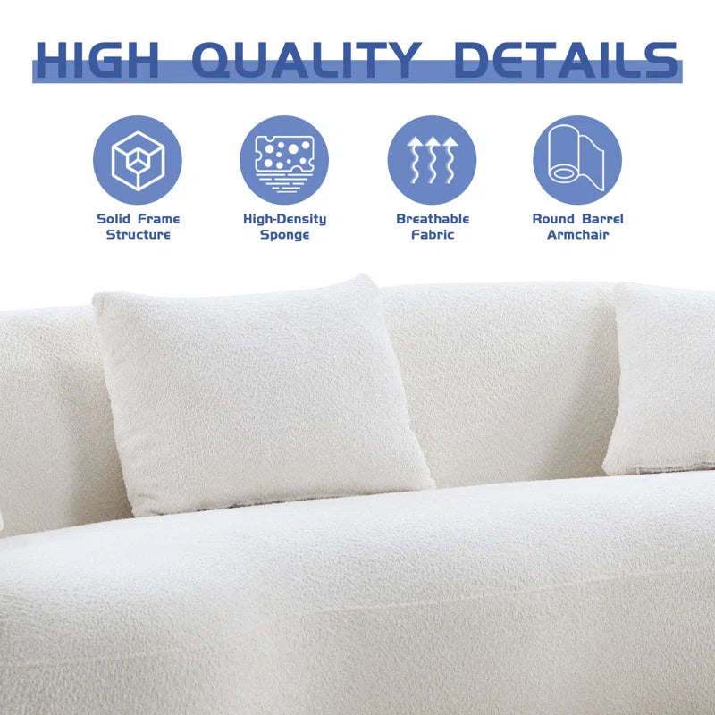 Yazgur 93.6'' Mid Century Modern Curved Living Room Sofa, 4-Seat Boucle Fabric Couch for Bedroom, Office, Apartment