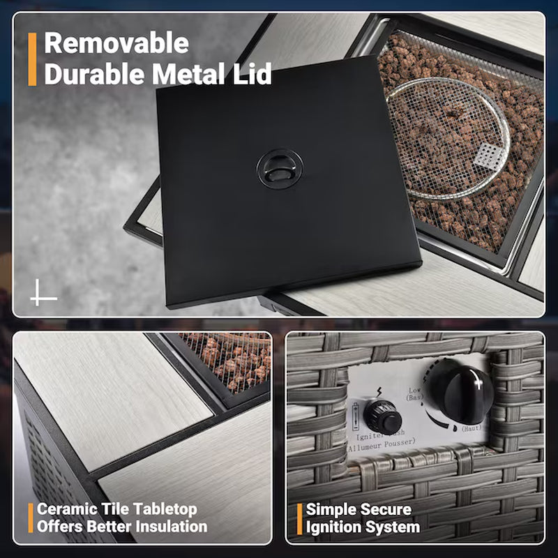 6 -Piece Wicker Patio Sofa Conversation Set with Orange Cushions