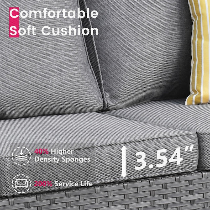 Kuuga Outdoor Sectional with Gray Cushions and Steel Frame