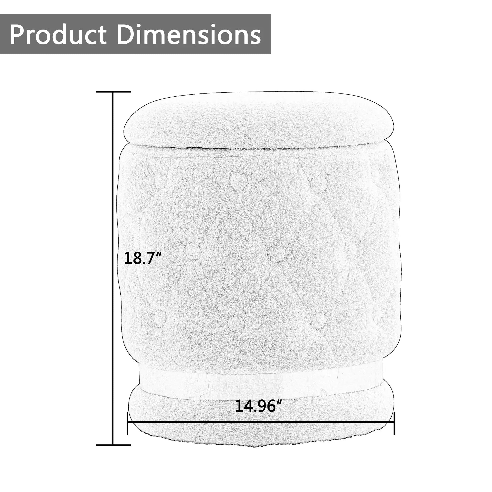 White/Pink Round-Shape Chair Teddy Velvet Makeup Stool Footstool with Storage Space Applicable to Living Room Bedroom Dresser