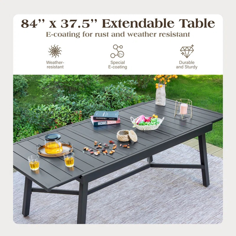 Sutiya 8 - Person Rectangular Extendable Outdoor Dining Set with Cushions
