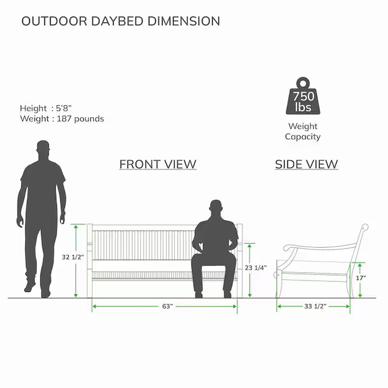 Mosko Outdoor Daybed with Beige Cushions and Teak Frame