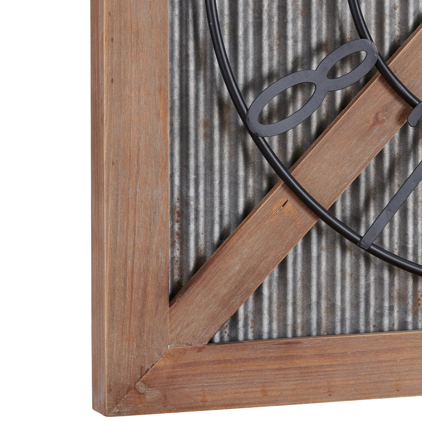 & Co. Brown and Silver Fieldhaven Barn Door Wall Clock, Farmhouse, Analog, 27 X 2 X 29 In