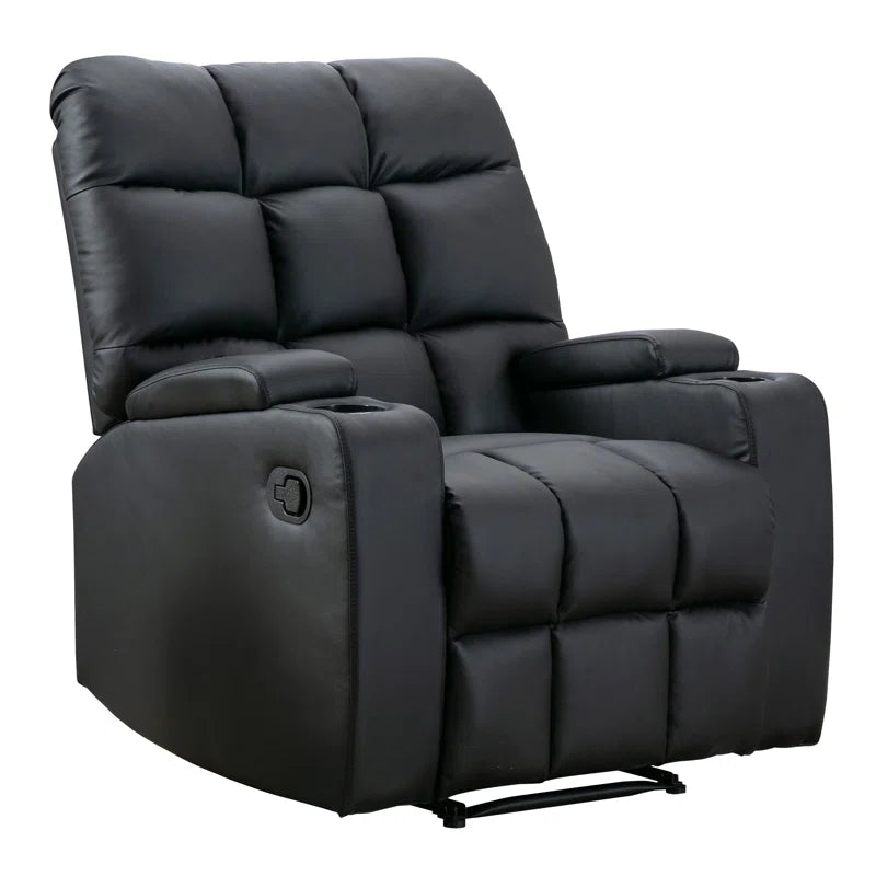 34" Wide Modern Faux Leather Soft Backrest Manual Release Recliner Chair with Massage & Storage & Cup Holder Set of 2