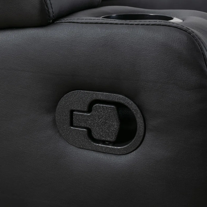 34" Wide Modern Faux Leather Soft Backrest Manual Release Recliner Chair with Massage & Storage & Cup Holder Set of 2