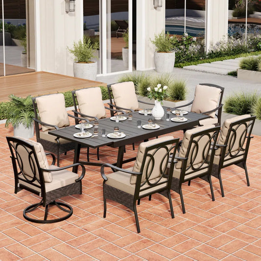 Sutiya 8 - Person Rectangular Extendable Outdoor Dining Set with Cushions