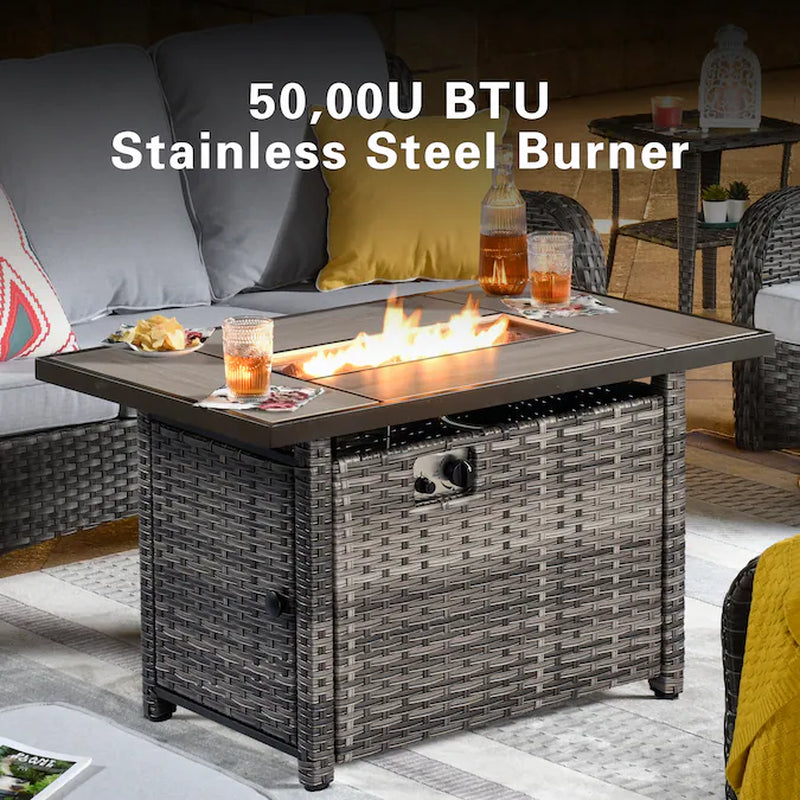 New Kenard 6 -Piece Rattan Patio Sofa Conversation Set with Gray Cushions