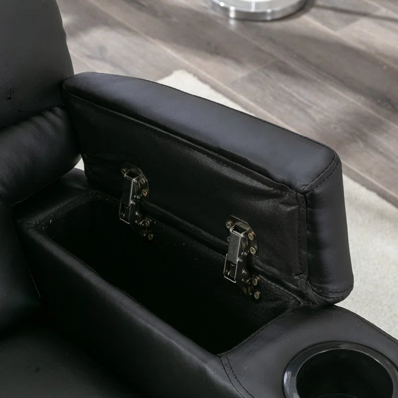 34" Wide Modern Faux Leather Soft Backrest Manual Release Recliner Chair with Massage & Storage & Cup Holder Set of 2