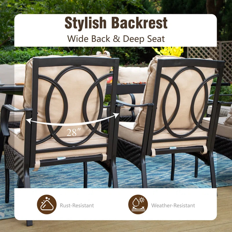 Sutiya 8 - Person Rectangular Extendable Outdoor Dining Set with Cushions