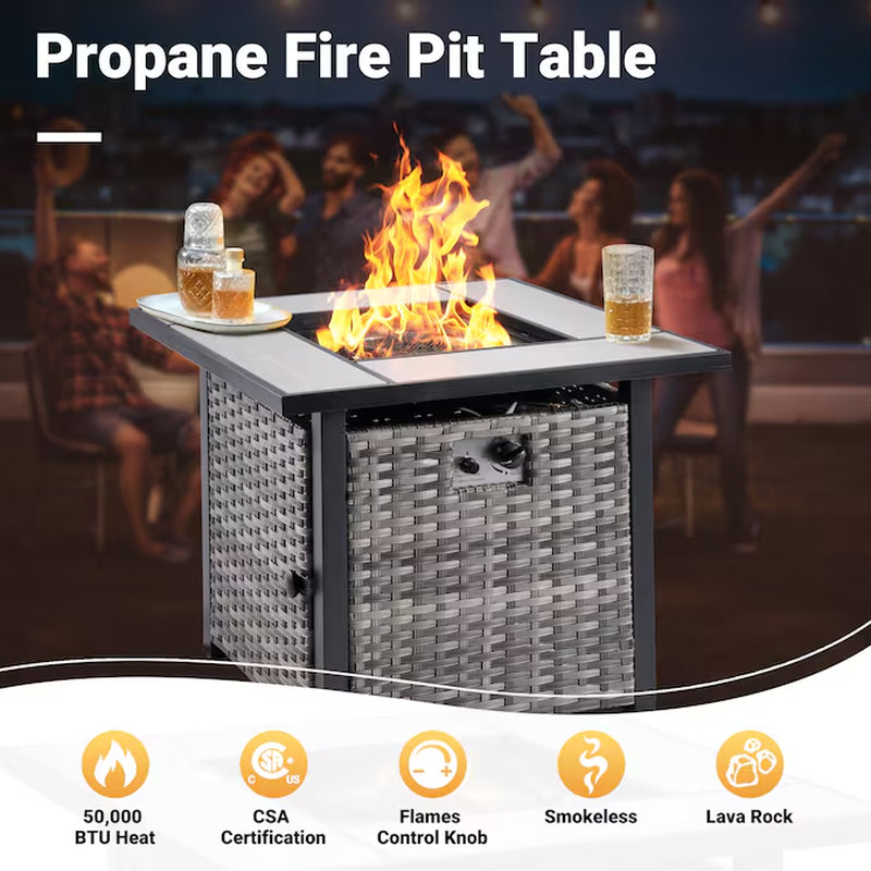 6 -Piece Wicker Patio Sofa Conversation Set with Orange Cushions