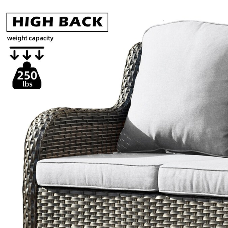 New Kenard 6 -Piece Rattan Patio Sofa Conversation Set with Gray Cushions