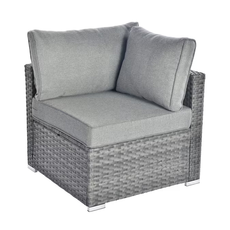Kuuga Outdoor Sectional with Gray Cushions and Steel Frame