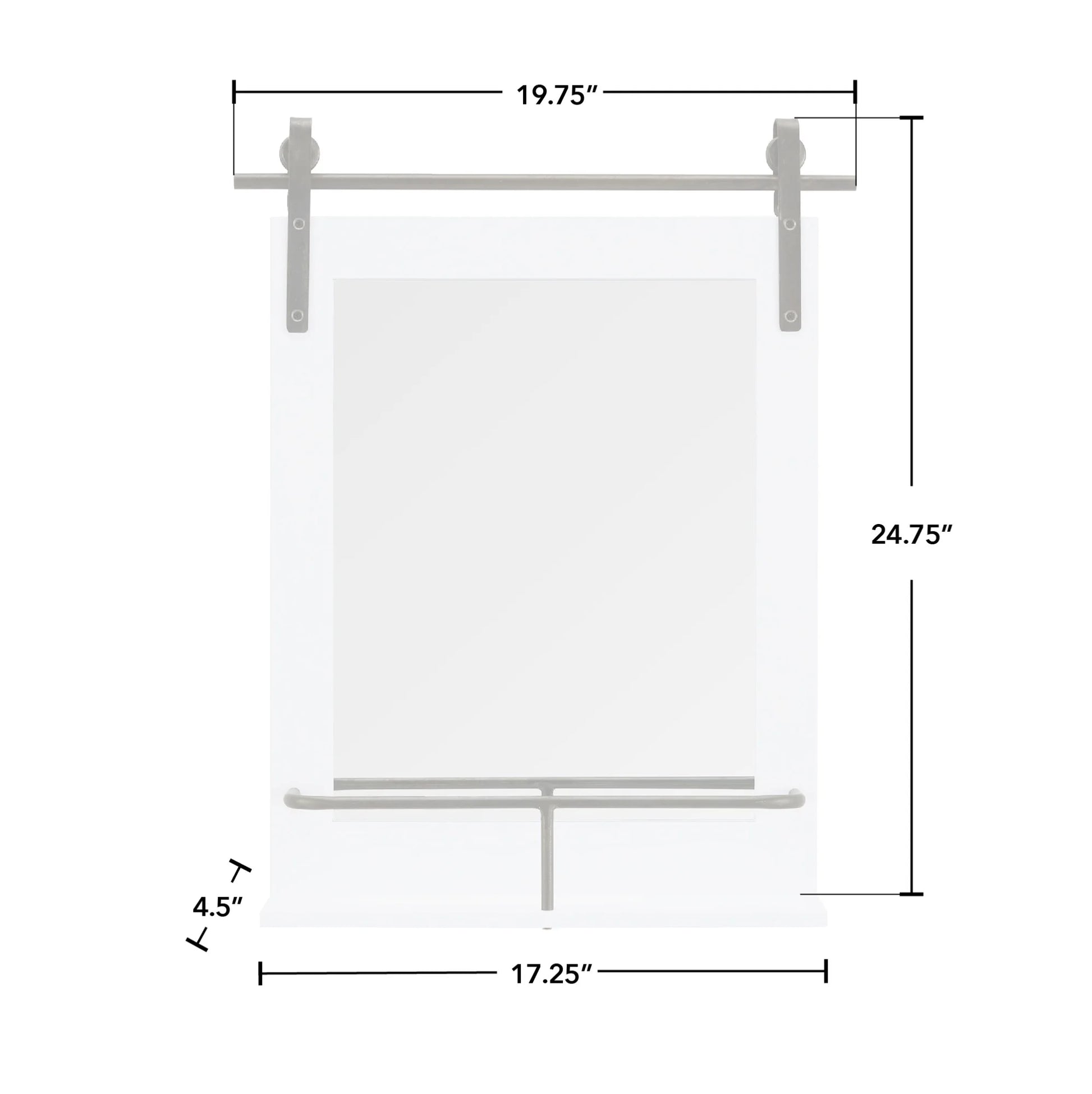 & Co. White Ingram Barn Door Wall Mirror with Shelf, Farmhouse, Rectangular, 19.75 X 4.5 X 24.75 In