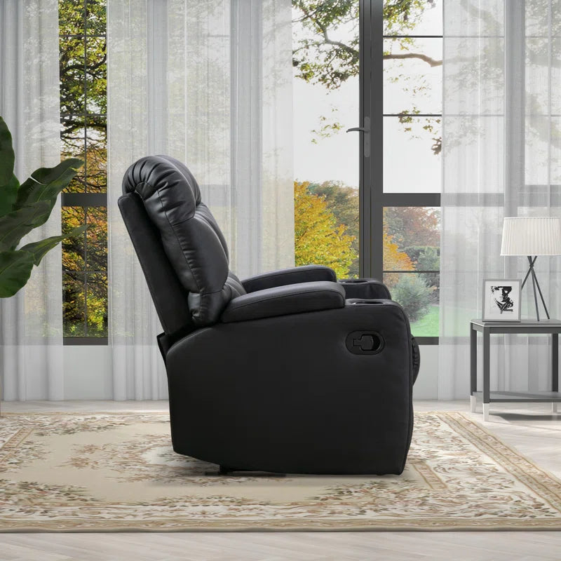 34" Wide Modern Faux Leather Soft Backrest Manual Release Recliner Chair with Massage & Storage & Cup Holder Set of 2