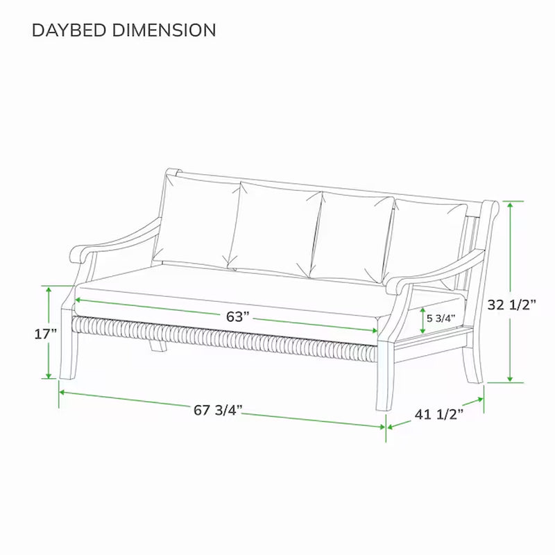 Mosko Outdoor Daybed with Beige Cushions and Teak Frame